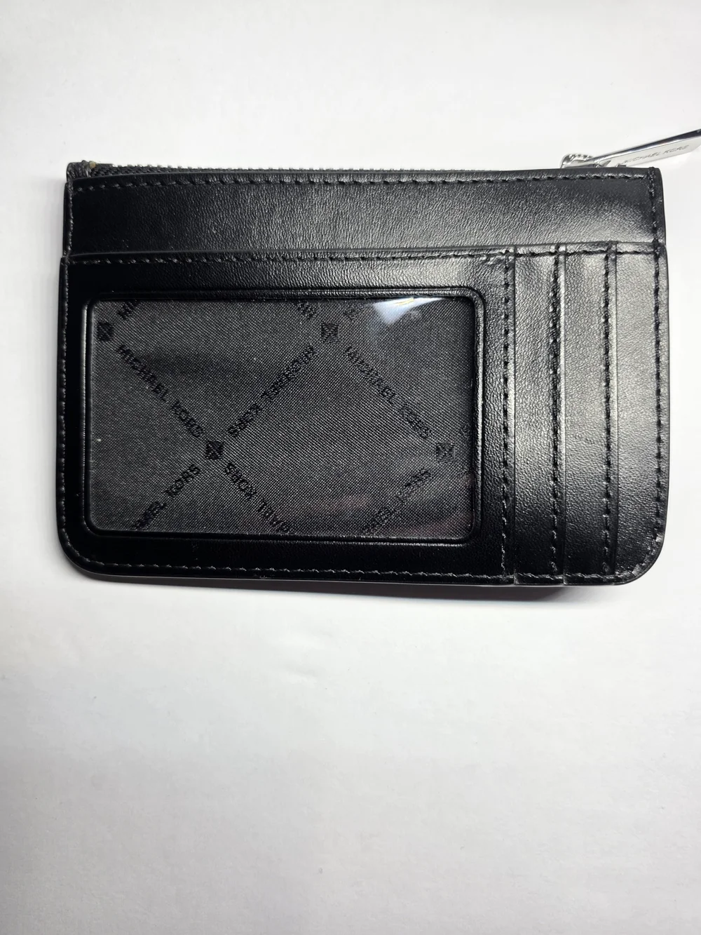 Michael Kors Women’s Black Signature Zip Coin Pouch Credit Card And ID Holder